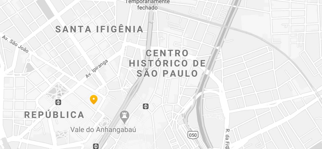 mapa marcando o endereço da loja em rua Ali Perto, 25, São Paulo - SP